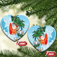 Polynesian Ceramic Ornament Tropical Santa - Plumeria Turquoise Vintage LT7 Heart Turquoise - Polynesian Pride