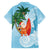 Polynesian Family Matching Long Sleeve Bodycon Dress and Hawaiian Shirt Tropical Santa - Plumeria Turquoise Vintage