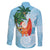 Polynesian Family Matching Long Sleeve Bodycon Dress and Hawaiian Shirt Tropical Santa - Plumeria Turquoise Vintage