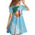 Polynesian Family Matching Short Sleeve Bodycon Dress and Hawaiian Shirt Tropical Santa - Plumeria Turquoise Vintage