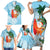 Polynesian Family Matching Short Sleeve Bodycon Dress and Hawaiian Shirt Tropical Santa - Plumeria Turquoise Vintage