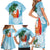 Polynesian Family Matching Short Sleeve Bodycon Dress and Hawaiian Shirt Tropical Santa - Plumeria Turquoise Vintage