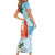 Polynesian Family Matching Short Sleeve Bodycon Dress and Hawaiian Shirt Tropical Santa - Plumeria Turquoise Vintage