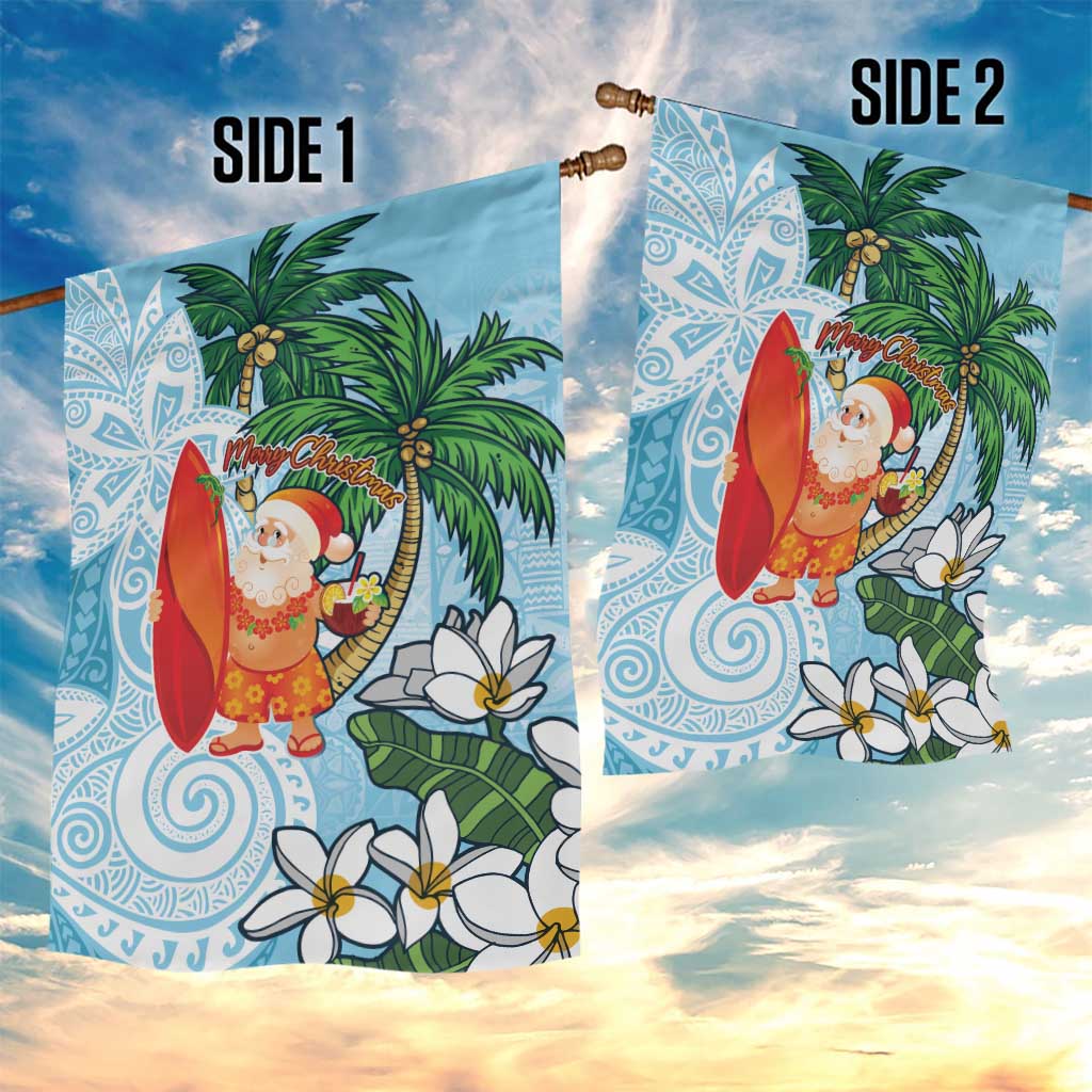 Polynesian Garden Flag Tropical Santa - Plumeria Turquoise Vintage LT7 - Polynesian Pride