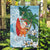 Polynesian Garden Flag Tropical Santa - Plumeria Turquoise Vintage