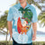 Polynesian Hawaiian Shirt Tropical Santa - Plumeria Turquoise Vintage