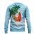 Polynesian Ugly Christmas Sweater Tropical Santa - Plumeria Turquoise Vintage