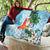 Polynesian Quilt Tropical Santa - Plumeria Turquoise Vintage