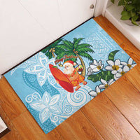 Polynesian Rubber Doormat Tropical Santa - Plumeria Turquoise Vintage LT7 - Polynesian Pride