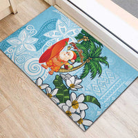Polynesian Rubber Doormat Tropical Santa - Plumeria Turquoise Vintage LT7 - Polynesian Pride