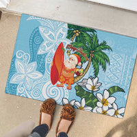 Polynesian Rubber Doormat Tropical Santa - Plumeria Turquoise Vintage LT7 - Polynesian Pride
