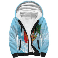 Polynesian Sherpa Hoodie Tropical Santa - Plumeria Turquoise Vintage LT7 Unisex Turquoise - Polynesian Pride