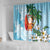 Polynesian Shower Curtain Tropical Santa - Plumeria Turquoise Vintage