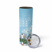 Polynesian Skinny Tumbler Tropical Santa - Plumeria Turquoise Vintage