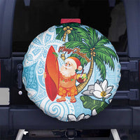 Polynesian Spare Tire Cover Tropical Santa - Plumeria Turquoise Vintage LT7 - Polynesian Pride