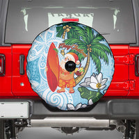 Polynesian Spare Tire Cover Tropical Santa - Plumeria Turquoise Vintage LT7 - Polynesian Pride