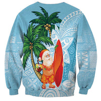 Polynesian Sweatshirt Tropical Santa - Plumeria Turquoise Vintage LT7 - Polynesian Pride