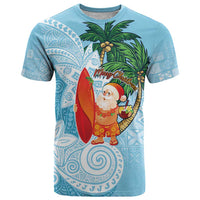 Polynesian T Shirt Tropical Santa - Plumeria Turquoise Vintage LT7 Turquoise - Polynesian Pride