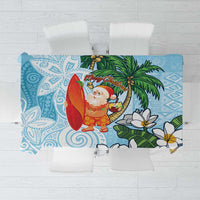Polynesian Tablecloth Tropical Santa - Plumeria Turquoise Vintage LT7 Turquoise - Polynesian Pride
