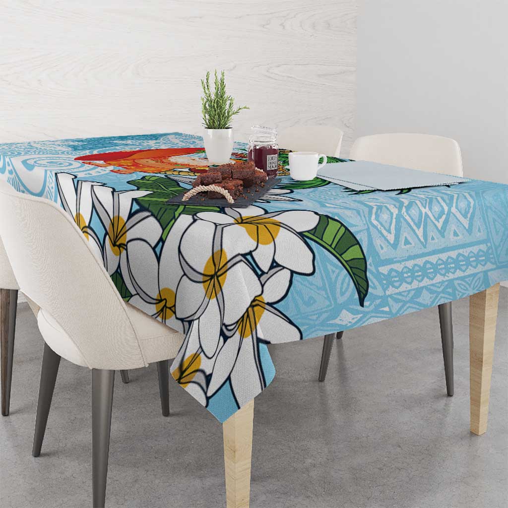 Polynesian Tablecloth Tropical Santa - Plumeria Turquoise Vintage LT7 - Polynesian Pride