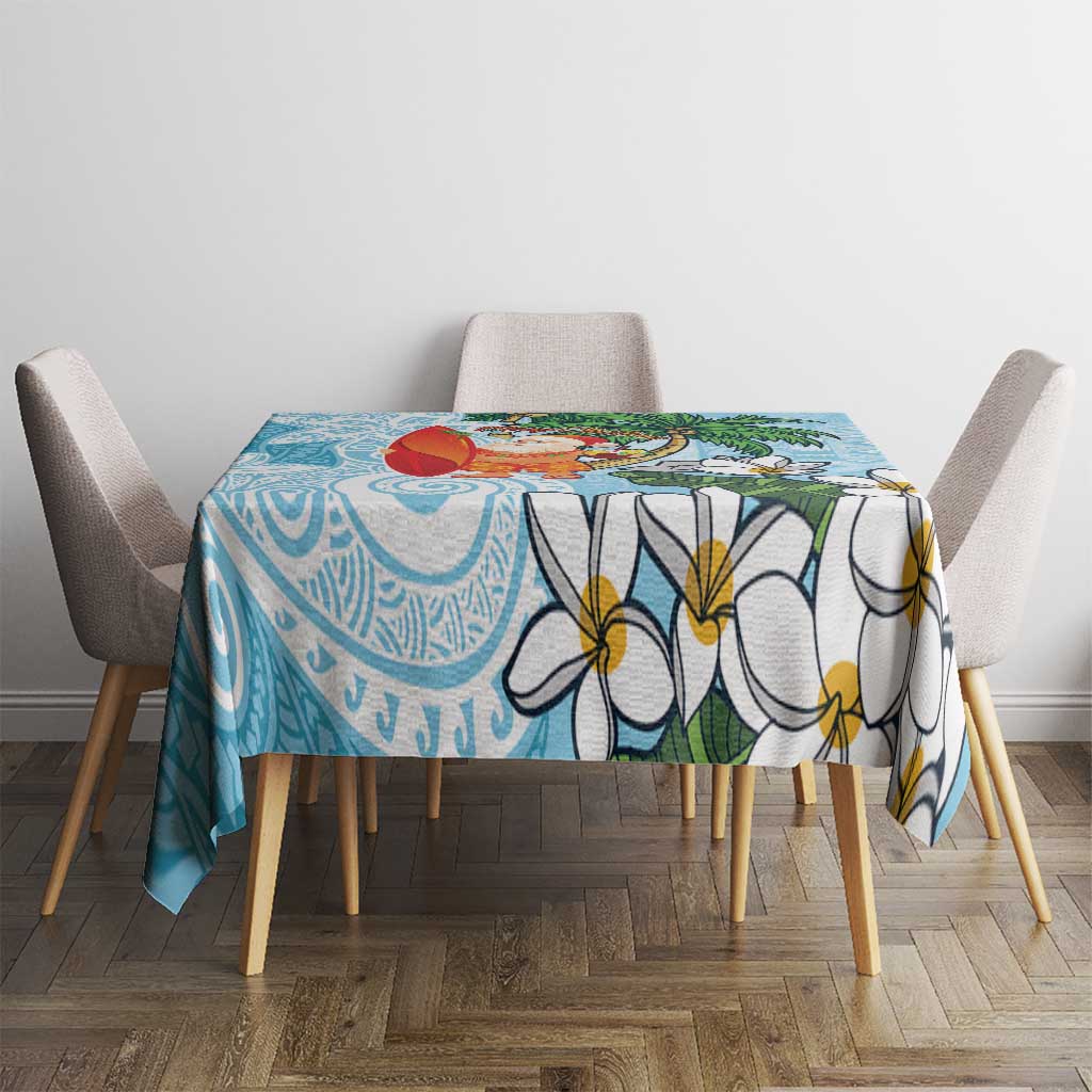 Polynesian Tablecloth Tropical Santa - Plumeria Turquoise Vintage LT7 - Polynesian Pride
