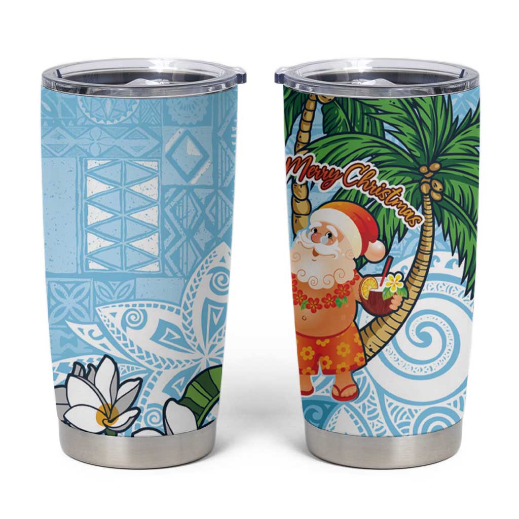 Polynesian Tumbler Cup Tropical Santa - Plumeria Turquoise Vintage LT7 Turquoise - Polynesian Pride
