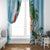 Polynesian Window Curtain Tropical Santa - Plumeria Turquoise Vintage