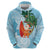 Polynesian Zip Hoodie Tropical Santa - Plumeria Turquoise Vintage