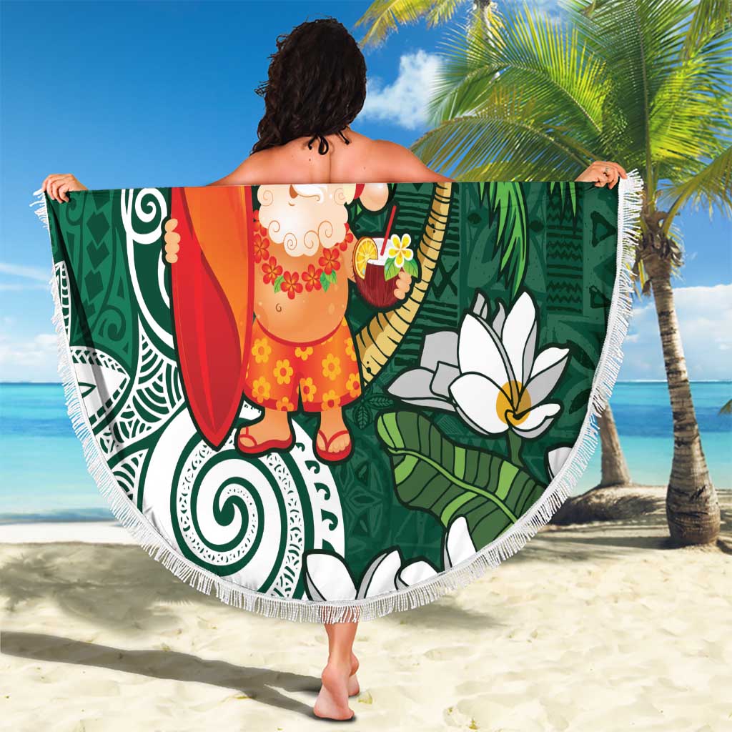 Polynesian Beach Blanket Tropical Santa - Plumeria Green Vintage LT7 - Polynesian Pride