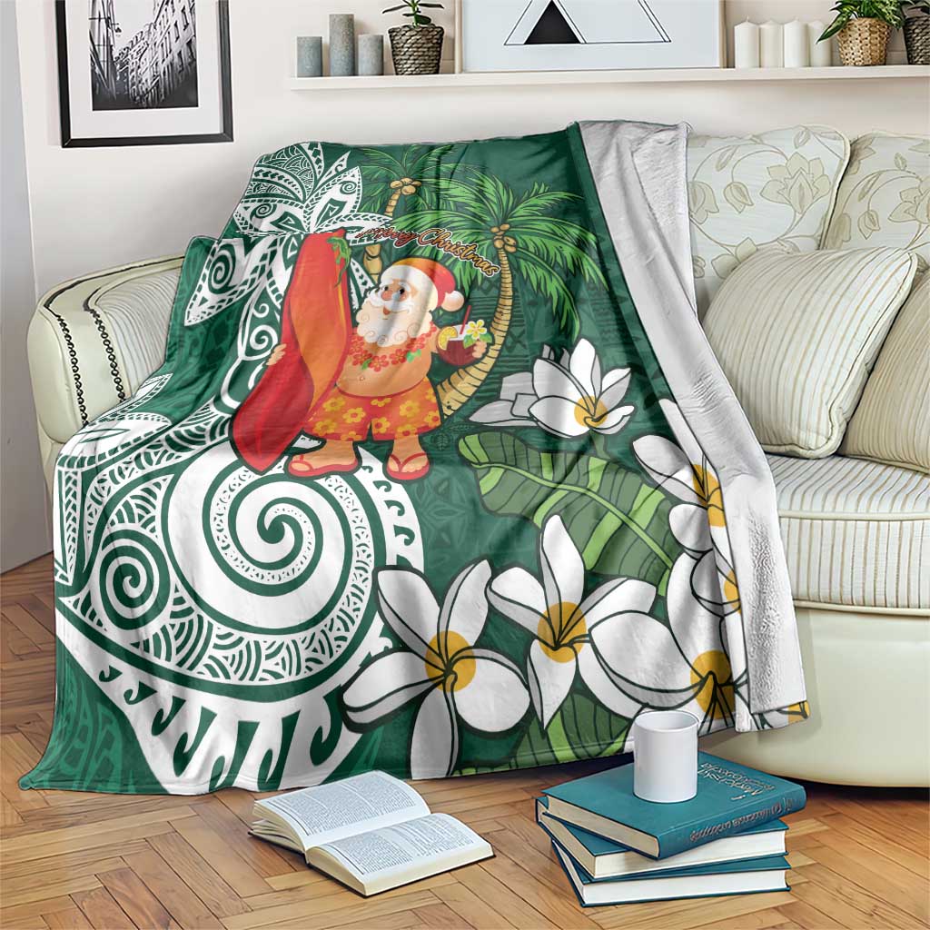 Polynesian Blanket Tropical Santa - Plumeria Green Vintage LT7 Green - Polynesian Pride
