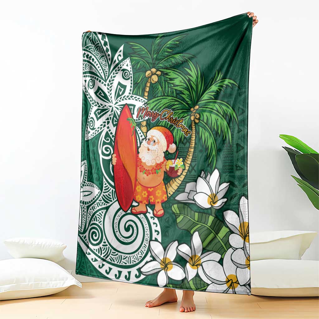 Polynesian Blanket Tropical Santa - Plumeria Green Vintage LT7 - Polynesian Pride