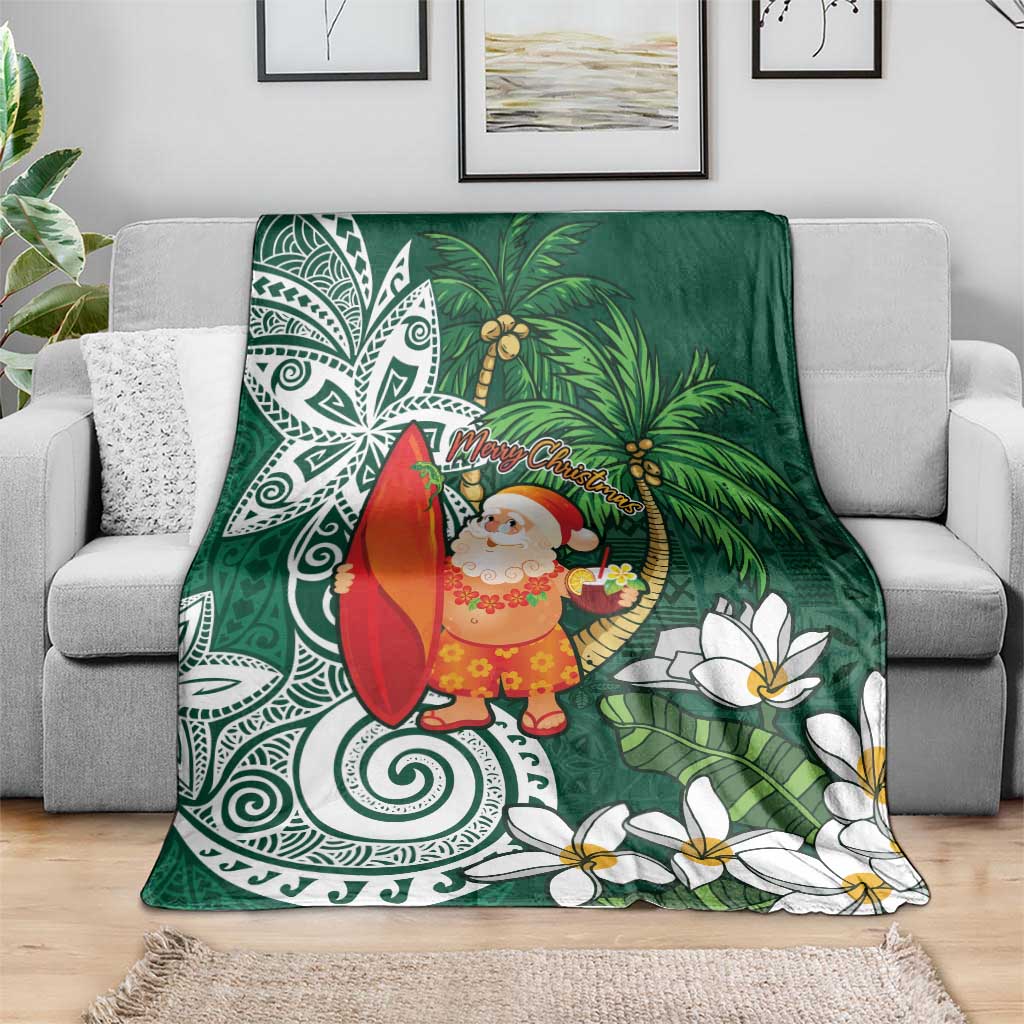 Polynesian Blanket Tropical Santa - Plumeria Green Vintage LT7 - Polynesian Pride