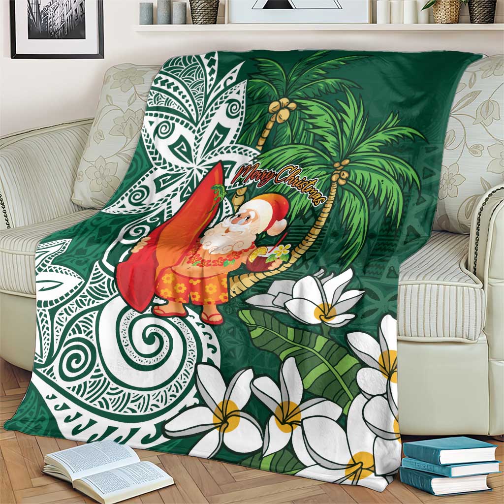 Polynesian Blanket Tropical Santa - Plumeria Green Vintage LT7 - Polynesian Pride