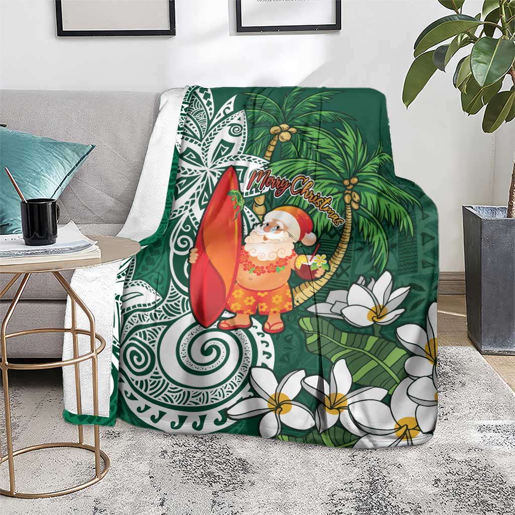 Polynesian Blanket Tropical Santa - Plumeria Green Vintage LT7 - Polynesian Pride
