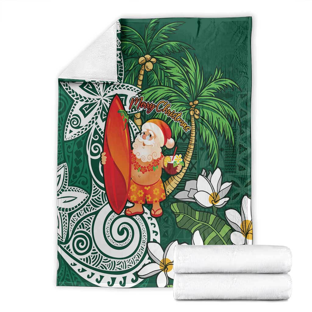 Polynesian Blanket Tropical Santa - Plumeria Green Vintage LT7 - Polynesian Pride