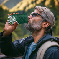 Polynesian 4 in 1 Can Cooler Tumbler Tropical Santa - Plumeria Green Vintage