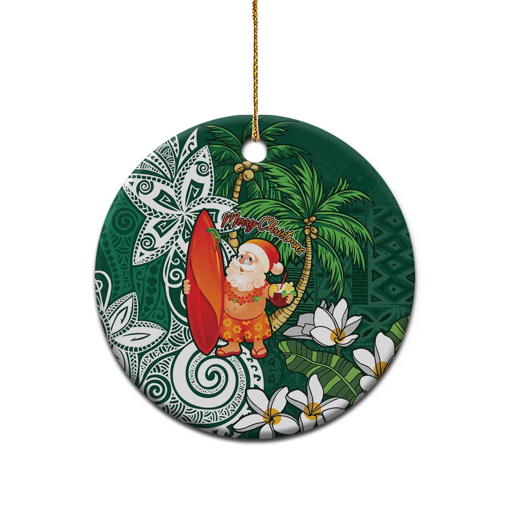 Polynesian Ceramic Ornament Tropical Santa - Plumeria Green Vintage LT7 - Polynesian Pride