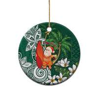 Polynesian Ceramic Ornament Tropical Santa - Plumeria Green Vintage LT7 - Polynesian Pride