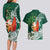 Polynesian Couples Matching Long Sleeve Bodycon Dress and Hawaiian Shirt Tropical Santa - Plumeria Green Vintage