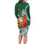 Polynesian Family Matching Long Sleeve Bodycon Dress and Hawaiian Shirt Tropical Santa - Plumeria Green Vintage