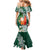 Polynesian Family Matching Mermaid Dress and Hawaiian Shirt Tropical Santa - Plumeria Green Vintage