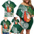 Polynesian Family Matching Off Shoulder Short Dress and Hawaiian Shirt Tropical Santa - Plumeria Green Vintage