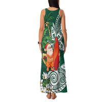 Polynesian Family Matching Tank Maxi Dress and Hawaiian Shirt Tropical Santa - Plumeria Green Vintage