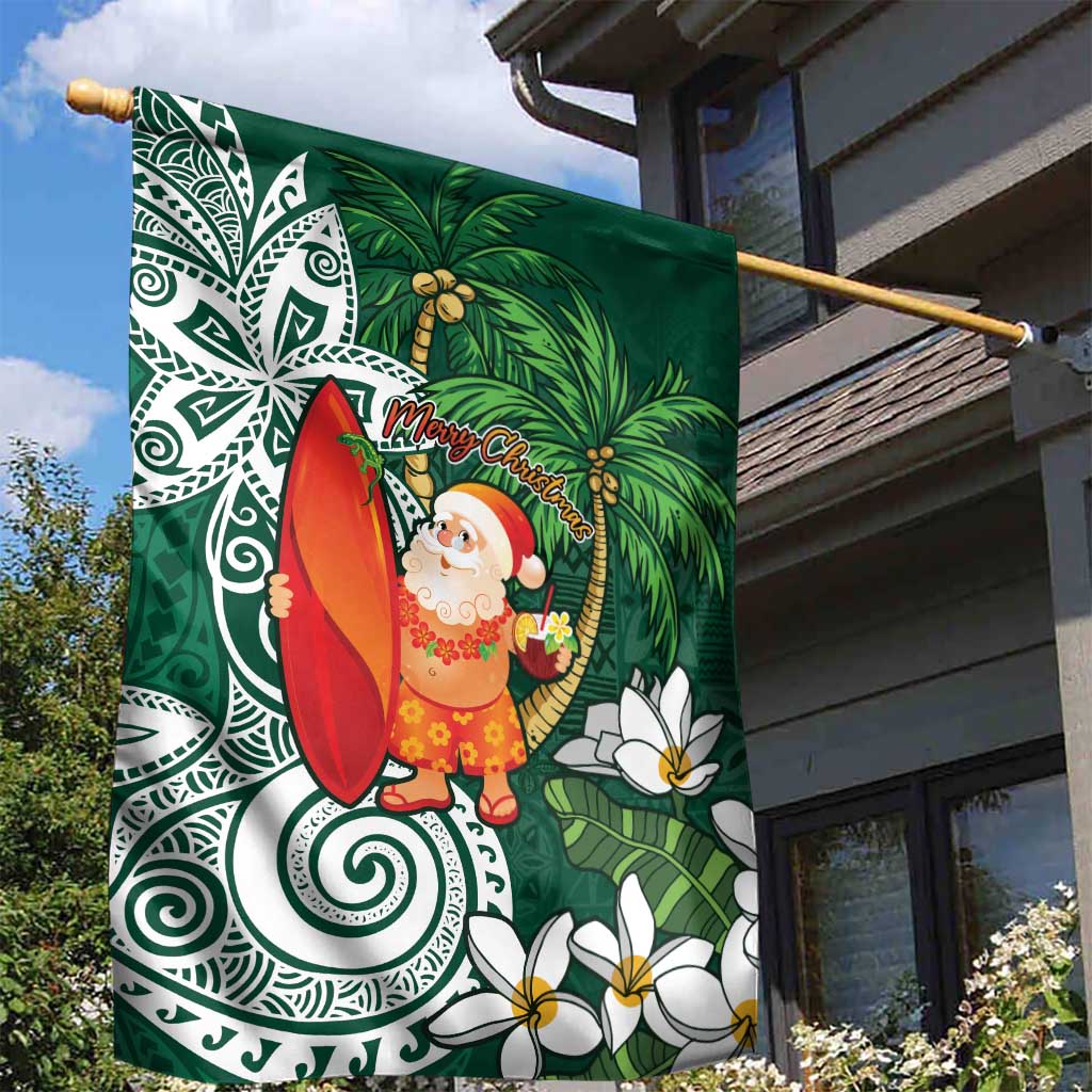 Polynesian Garden Flag Tropical Santa - Plumeria Green Vintage LT7 - Polynesian Pride