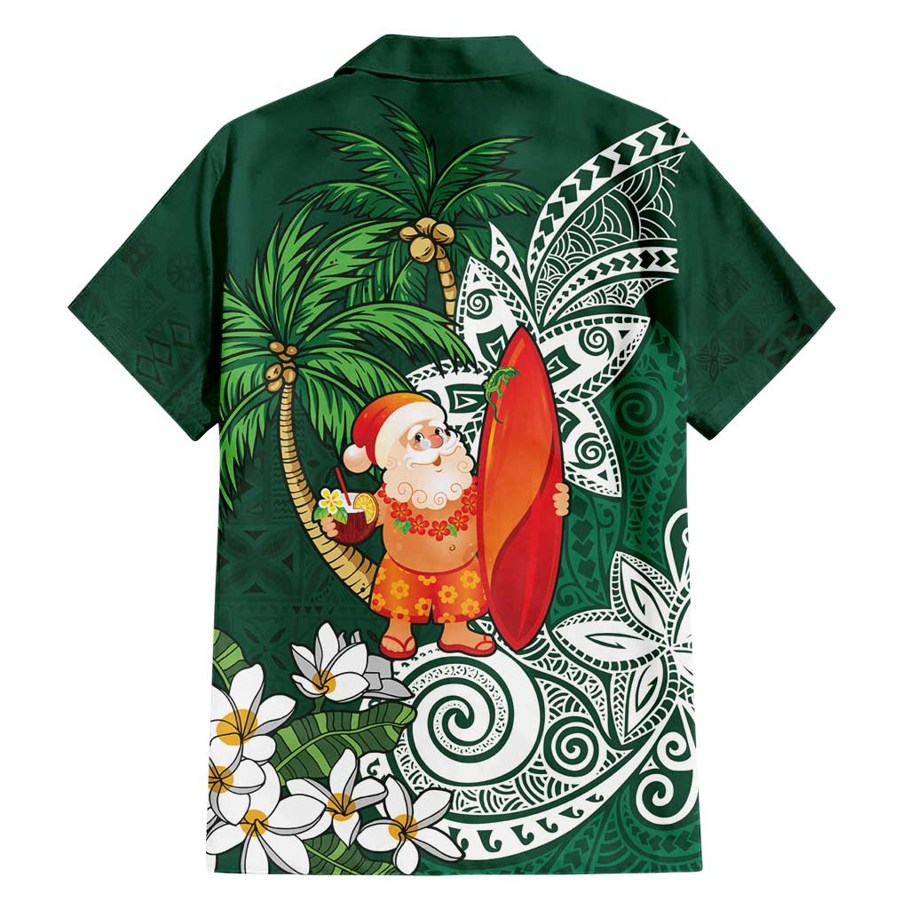 Polynesian Hawaiian Shirt Tropical Santa - Plumeria Green Vintage LT7 - Polynesian Pride