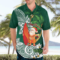 Polynesian Hawaiian Shirt Tropical Santa - Plumeria Green Vintage LT7 - Polynesian Pride