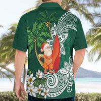 Polynesian Hawaiian Shirt Tropical Santa - Plumeria Green Vintage LT7 - Polynesian Pride