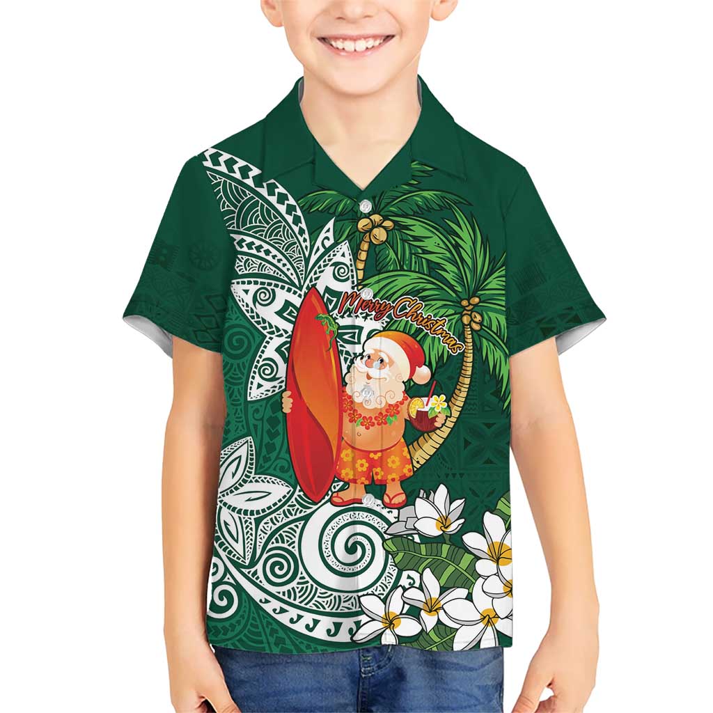 Polynesian Hawaiian Shirt Tropical Santa - Plumeria Green Vintage LT7 - Polynesian Pride