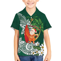 Polynesian Hawaiian Shirt Tropical Santa - Plumeria Green Vintage LT7 - Polynesian Pride