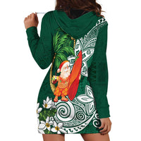 Polynesian Hoodie Dress Tropical Santa - Plumeria Green Vintage LT7 - Polynesian Pride
